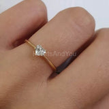 0.1ct Heart Simulated Diamond Minimalist Engagement Ring 14k Yellow Gold Plated