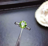 1.6ct Round Green Peridot Diamond Solitaire with Accent Ring 14k White Gold Over