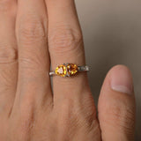 2ct Trillion Cut Yellow Citrine Two Stone Engagement Ring 14k White Gold Finish