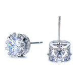 2ct Round Cut VVS1D Diamond Crown for Women Stud Earrings 14k White Gold Finish