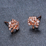 1.3ct Round Cut Diamond Tree Branch Style Stud Earrings 14k Rose Gold Finish