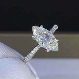 1.7ct Marquise Diamond Engagement Ring Solitaire with Accents 14k WhiteGold Over