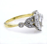 3Ct Marquise Cut Diamond Vintage Leaf Accent Engagement Ring 14K Dual Gold Over