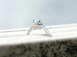 1.5ct Heart Blue Aquamarine Engagement Ring Round Accent Halo 14k WhiteGold Over