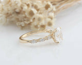 1.5ct Oval Diamond Engagement Ring Marquise Accent Solitaire 14k YellowGold Over