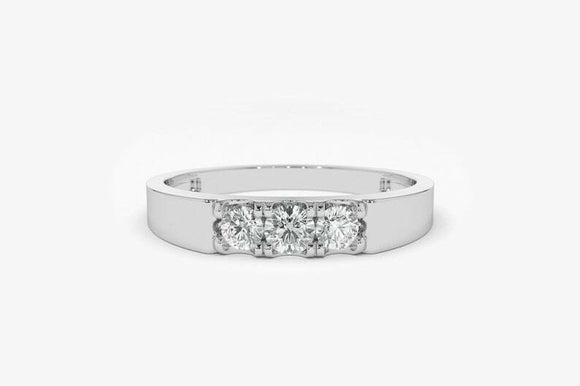 1.2ct Engagement Ring Round Cut Diamond Solitaire Trilogy 14k White Gold Finish