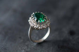 2.55ct Engagement Ring Oval Cut Green Emerald Cocktail 14k White Gold Finish