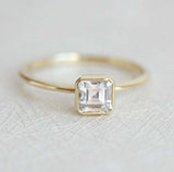 0.7ct Asscher Cut VVS1D Diamond Engagement Ring 14k Yellow Gold Finish Solitaire