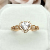 1.4ct Engagement Ring Heart Cut Diamond Halo Design 14k Yellow Gold Finish