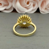 1.6ct Engagement Ring Round Cut Diamond Halo Floral Design 14k YellowGold Finish