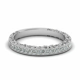 1.1ct Round Cut Diamond Vintage Half Eternity Wedding Band 14k White Gold Finish