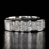 3Ct Princess Diamond Channel Set Half Eternity Wedding Band 14K White Gold Over