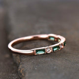 1ct Baguette Cut Green Emerald Half Eternity Wedding Band Ring 14k RoseGold Over