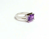 2ct Engagement Ring Emerald Cut Purple Amethyst Split Band 14k White Gold Finish