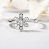 1.4ct Round Cut Diamond Engagement Ring Open Cuff Flower 14k White Gold Finish