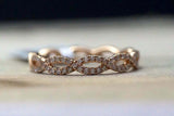 1.5ct Round Cut Diamond Wedding Band Infinity Half Eternity 14k Rose Gold Finish