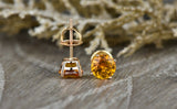 2ct Round Cut Yellow Citrine Screw Back Stud Earrings 14k Rose Gold Finish