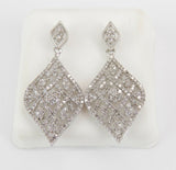 5ct Round Cut VVS1 Diamond Art Deco Filigree Drop Earrings 14k White Gold Finish