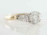 3ct Round Cut Diamond Engagement Ring Pear Accents Trilogy 14k Dual Gold Finish