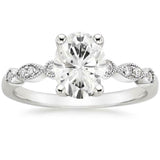 3ct Oval Diamond Engagement Ring 14k White Gold Over Vintage Accent Solitaire