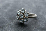 2.8ct Engagement Ring Round Blue Aquamarine Floral Cluster 14k White Gold Finish