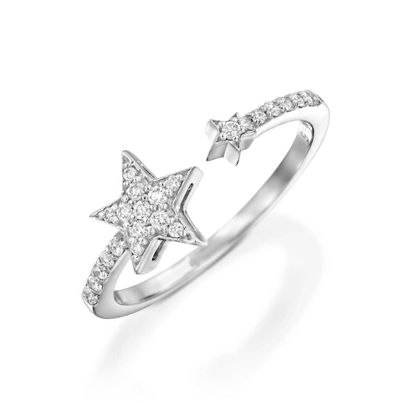 1ct Round Cut Diamond Engagement Ring Stackable Open Star 14k White Gold Finish