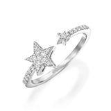 1ct Round Cut Diamond Engagement Ring Stackable Open Star 14k White Gold Finish