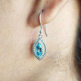 2ct Marquise Simulated Blue Aquamarine Halo Dangle Earrings 14k WhiteGold Plated