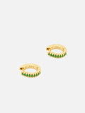 1ct Huggies Earrings Round Cut Green Emerald Elegant Party 14k YellowGold Finish