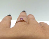 0.5ct Round Cut Pink Sapphire Trilogy Minimalist Ring 14k Rose Gold Finish