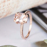 2ct Oval Cut Peach Morganite Engagement Ring Diamond Accents 14k Rose Gold Over