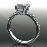 Accents Solitaire Engagement Ring 1.75ct Emerald Cut Diamond 14k White Gold Over