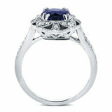 2ct Round Cut Blue Sapphire Engagement Ring 14k WhiteGold Finish Floral Art Deco