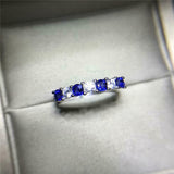 1ct Round Cut Blue Sapphire Wedding Band Ring Half Eternity 14k WhiteGold Finish