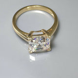 3ct Asscher Cut Diamond Engagement Ring 4 Prong Solitaire 14k Yellow Gold Finish