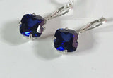 2ct Dangle Earrings Cushion Blue Sapphire Solitaire LeverBack 14k WhiteGold Over