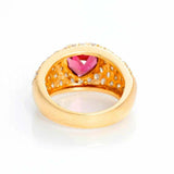 4ct Heart Cut Ruby Wide Cluster Solitaire with Accent Ring 14k YellowGold Finish