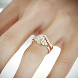 3Ct Emerald Cut Diamond Engagement Bridal Set Curved Band 14K Rose Gold Finish