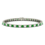 13ct Round Cut Green Emerald Diamond Links Tennis Bracelet 14k White Gold Finish