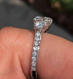 2.5Ct Cushion Cut Diamond Engagement Ring 14K White Gold Finish Round Accents