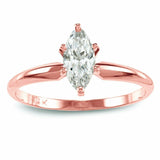 0.5Ct Marquise Cut DVVS1 Diamond Solitaire Engagement Ring 14K Rose Gold Finish