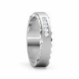 0.6ct Wedding Ring Band Round Cut Diamond Geometric 14k White Gold Finish