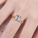 2ct Emerald Cut Peach Morganite Solitaire Engagement Ring 18k Yellow Gold Finish