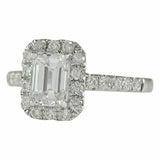 1.2ct Emerald Cut Diamond Engagement Ring Halo Round Accent 14k WhiteGold Finish