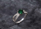 1.6ct Engagement Ring Round Cut Green Emerald Split Shank 14k White Gold Finish