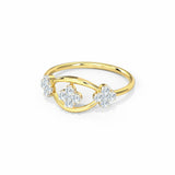 2ct Engagement Ring Round Cut Diamond Floral Split Shank 14k Yellow Gold Finish