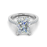 2.7ct Radiant Cut Diamond with Accents Solitaire Ring 14k White Gold Finish