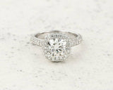 2ct Cushion Cut Diamond Accent Halo Solitaire Engagement Ring 14k WhiteGold Over