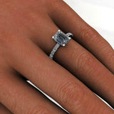 Accents Solitaire Engagement Ring 1.75ct Emerald Cut Diamond 14k White Gold Over