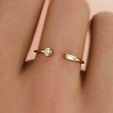 Open Cuff Engagement Ring 0.2ct Round Cut VVS1D Diamond 14k Yellow Gold Finish